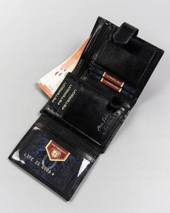 Duży, skórzany portfel męski zamykany na zatrzask
