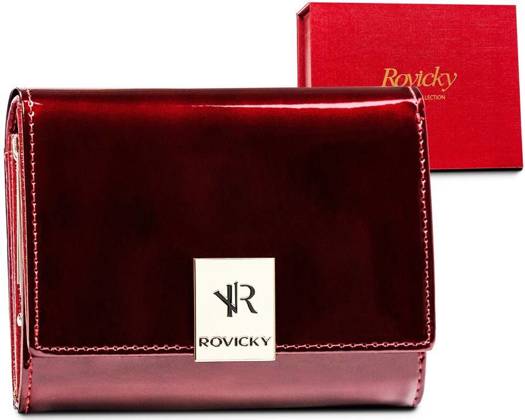 Kompaktowy portfel damski z lakierowanej skóry naturalnej — Rovicky