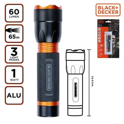 LATARKA TAKTYCZNA ALUMINIOWA 1W 60LUMENÓW BLACK+ DECKER