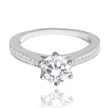MINET Luksusowy pierścien srebrny z białymi cyrkoniami wielkość 17