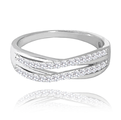 MINET Pierścien srebrny elegancki z białymi cyrkoniami wielkość 17