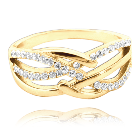 MINET Pozłacany luksusowy pierścien srebrny z białymi cyrkoniami wielkość 25