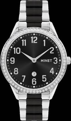 MINET Srebrno-czarny damski zegarek AVENUE z cyframi
