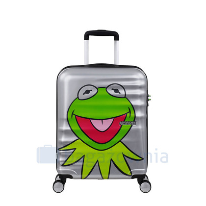 Mała kabinowa walizka AMERICAN TOURISTER KERMIT SPARKLE 85667 Srebrno Zielona