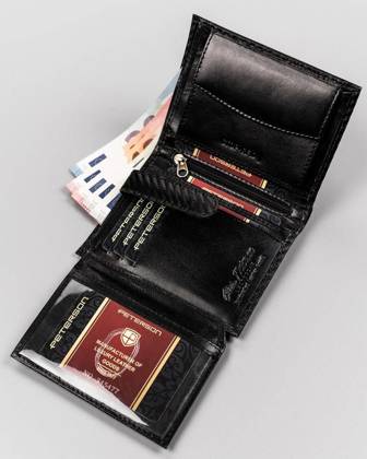 Skórzany portfel męski o karbowanym wykończeniu – peterson