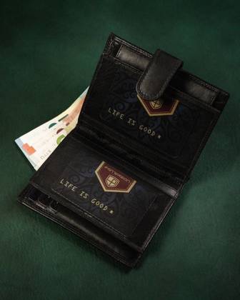 Skórzany portfel męski z kieszenią na dowód rejestracyjny