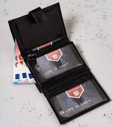 Skórzany portfel na karty z systemem rfid protect