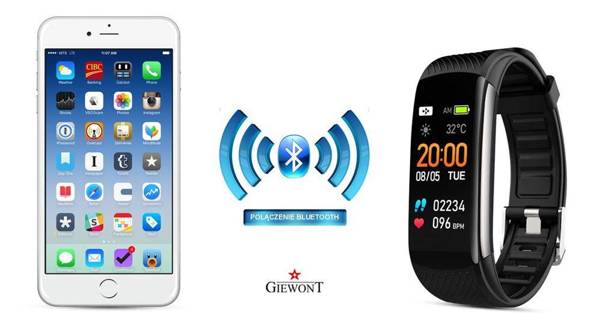 Smartband Giewont Czarny GW200-9 + Pasek Pomarańczowy