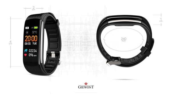 Smartband Giewont Czarny GW200-9 + Pasek Pomarańczowy