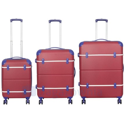 Średnia walizka KEMER RETRO M Czerwono Niebieska