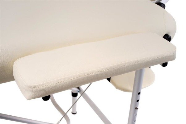 Stół, łóżko do masażu 2-segmentowe aluminiowe Kremowe