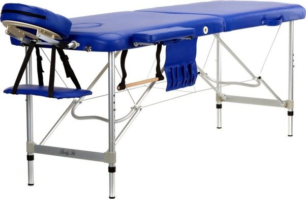 Stół, łóżko do masażu 2-segmentowe aluminiowe Niebieskie