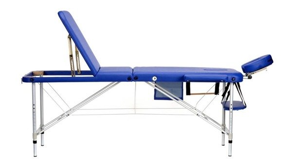 Stół, łóżko do masażu 3-segmentowe aluminiowe XXL Niebieskie