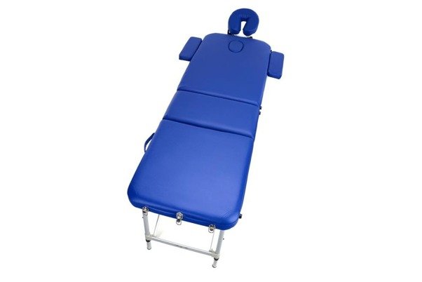 Stół, łóżko do masażu 3-segmentowe aluminiowe XXL Niebieskie