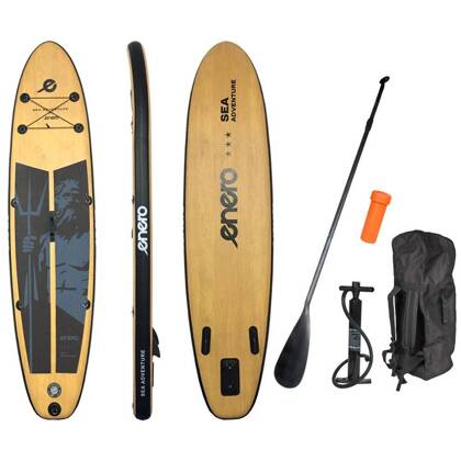 ZESTAW - DESKA SUP 145KG DMUCHANA NEPTUN WOODEN ENERO 320x76x15CM