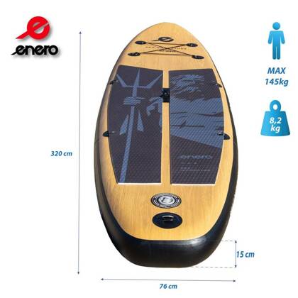 ZESTAW - DESKA SUP 145KG DMUCHANA NEPTUN WOODEN ENERO 320x76x15CM