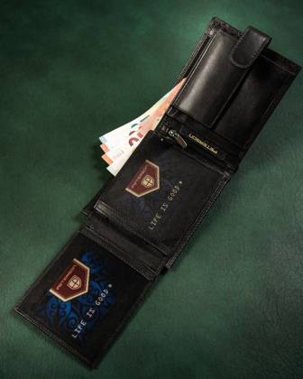 Zapinany portfel męski z systemem rfid protect